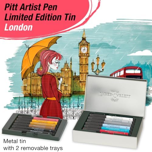 Faber-Castell Pitt Artist Pens, London Tin for Architectural Sketching