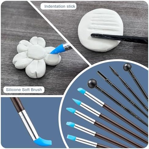 1DFAUL 30Pcs Air Dry Clay Varnish with Sculpting Tools Kit, Gloss Matte