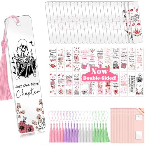24 Set Bookmark Making Kit, Acrylic Bookmark Blanks with 24 UV DTF Stickers About Smutty Theme and 24Tassels,Blank Bookmarks UV DTF Transfers Stickers for DIY Crafts Hanging Tag Gift Bookmarks DIY