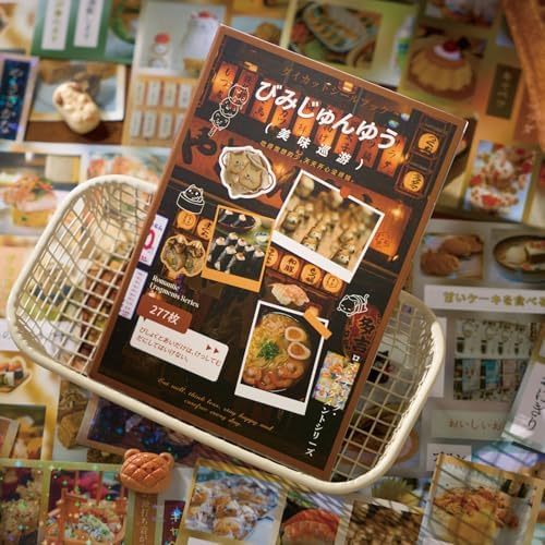 Japanese Food Sticker Book - 20 Sheets Kawaii Sushi Ramen Stickers for Journals, Planners, Scrapbooking & Water Bottles - Retro Izakaya Vibe Vinyl Decals (277 Pcs, Brown)