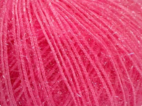 Sparkly Eyelash Fantasy Knitting Yarn | Metallic Lurex Nylon Short Eyelash Yarn | 50g (1.76oz) |140m(155 Yards) | Shiny Crochet Thread for Amigurumi & Decorative Projects (1 Skein, Light Pink)