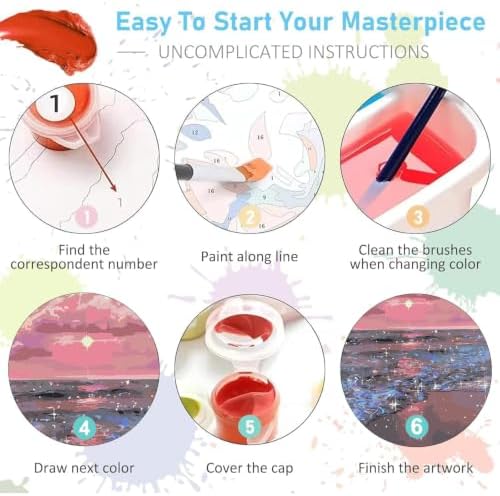AIBOERL Paint by Numbers Kit for Adults Beginner,Sunset Beach, 12X16In