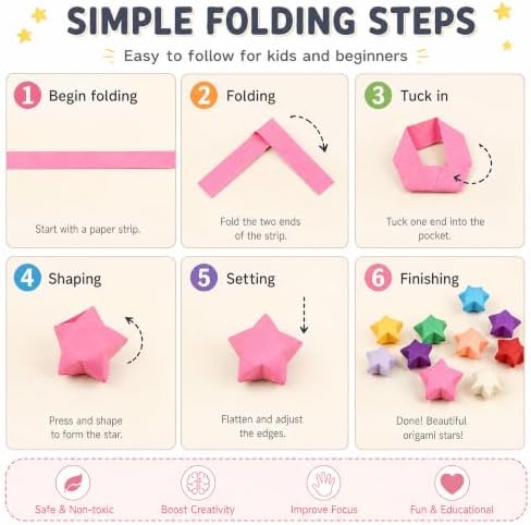 3090 Sheets Origami Paper, 27 Colors Double-Sided Paper Star Strips