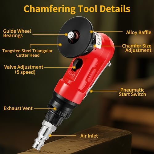 Pneumatic Chamfer Tool, 30000 RPM Air Chamfer Tool with 8C & 6R Blades