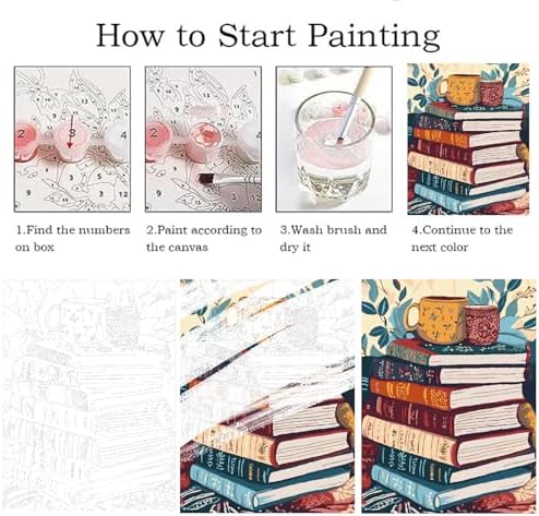 ZRIZQ Paint by Numbers Kit for Adults Beginner,Books,16x20