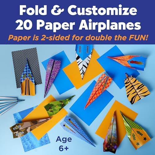 Creativity for Kids Paper Airplane Kit, Make 20 Airplanes