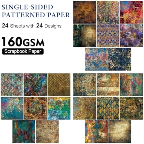 Vintage Aesthetic Scrapbook Paper 24 Sheets 6 x 6 Inch Scrapbooking Supplies,Single-Sided Pattern Paper Supplies for DIY Crafts, Card Making, Art Journaling