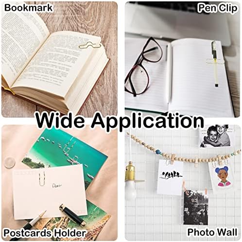 12Pcs Metal Pen Clip for Notebook, Portable Pen Holder Clip Pencil Clip, Multi Function Paper Clip Pen Holder Pen Paper Clip Bookmark Stationery Tool Office Supplies for Notebook Journals, Gold