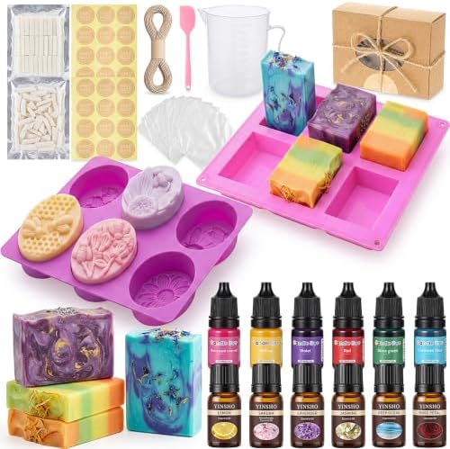 Honeydak Soap Making Kit for Beginners Adults DIY Making Supplies with Shea Butter Soap Base Silicone Molds Colorant Dye Fragrances with Gift Boxes for Women DIY Craft