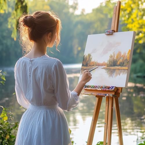 HANSILK Stretched Canvas for Painting 12x12 Inch 6 Pack, Triple Primed 100% Cotton Blank Canvases, 5/8 Inch Pine Wood Frame Art Canvas for Acrylic Oil Watercolor, Artists Students Beginners