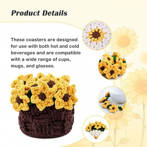 Yarniss Beginner Crochet Kit Sunflower Coaster w/Video