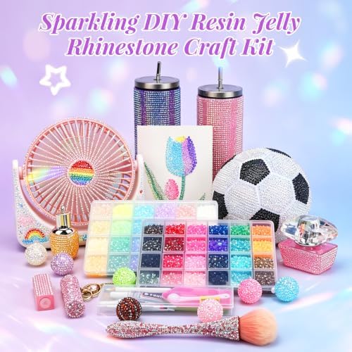 48000Pcs Resin Jelly Rhinestones, 48 Colors 3mm Bedazzling kit