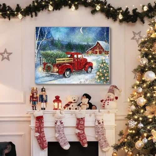 4 Pack Christmas Paint by Numbers Kit for Adults with Framed,Snowman Truck Candle Christmas Tree Paint by Number with Wooden Easel DIY Winter Bonfire Landscape Adult Paint by Number Kits10X12-10x10in