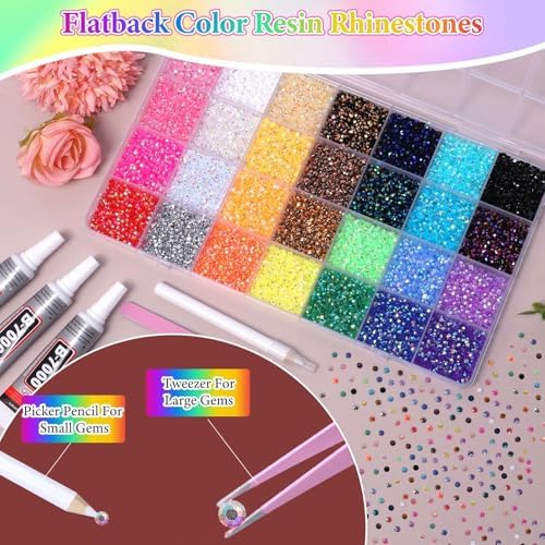 32000Pcs Rhinestones Bedazzling Kit with Tools, Color Resin Rhinestones