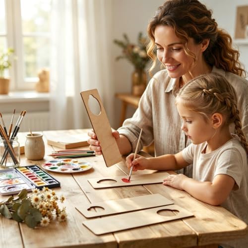 16 PCS 9.5"x 3.25" x 0.1" Unfinished Wooden Door Knob Hangers - Blank for DIY Crafts, Ideal for Home, Hotel & Office Decor