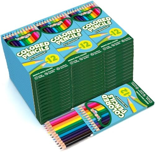 YEGEER 528 Count Colored Pencils Bulk, 12 Assorted Colors, 44 Packs Pre-sharpened Coloring Pencils Set for Kids and Adult, Teachers Essential Classroom Prizes, Back to School Supplies (528)