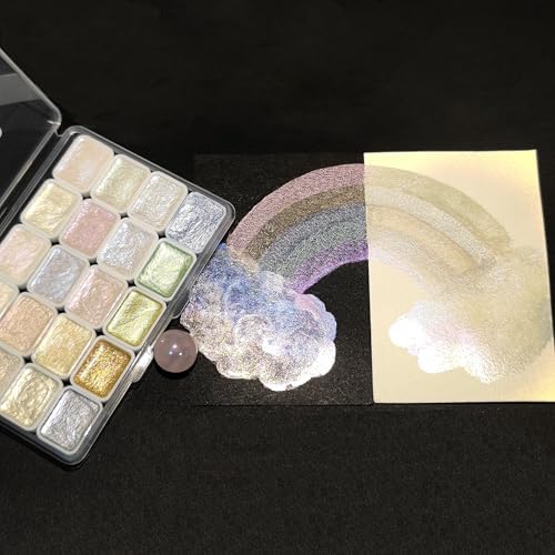 CraftyManor Mini Glitter Watercolor Paint Set, 20 Colors Shimmer Metallic Watercolour Painting Sets, Solid Pearl Water Color Paints for Adult, 1ml Trial Pack (Aurora)