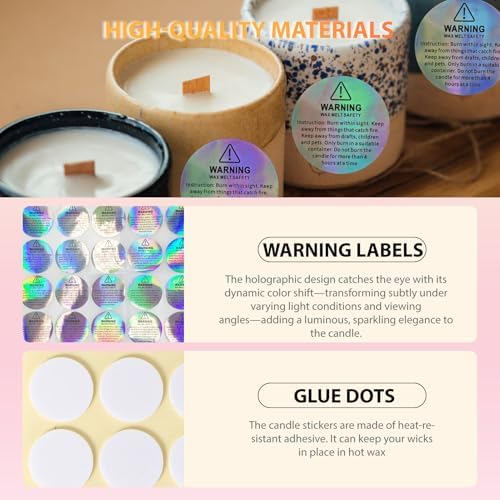 Candle Wick Stickers, Heat Resistant Double Sided Stickers, 200 PCS