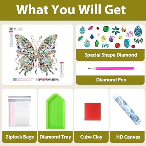 Butterfly Diamond Art Kits for Adults Special Shape Diamond Painting