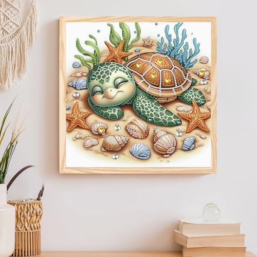 AiYuanzsh DIY Diamond Art Painting Kits for Adults, 5D Special Shape Crystal Rhinestone Diamond Art Kits for Beginners, for Home Wall Decoration Gift 12x12 inch, Turtle Sleeping