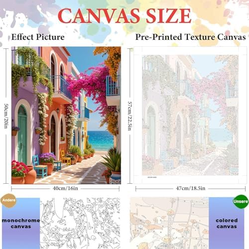 ajepon Landscape Paint by Numbers Kit for Adults - Painting by Number Kits Beautiful Landscape, Seaside Scenery Adults Paint by Numbers Kits on Canvas Without Frame for Home Wall Decor 16X20inch