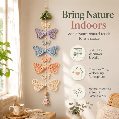 Butterfly Garden Cascade DIY Crochet Kit, Handmade Hanging Crafts，#D
