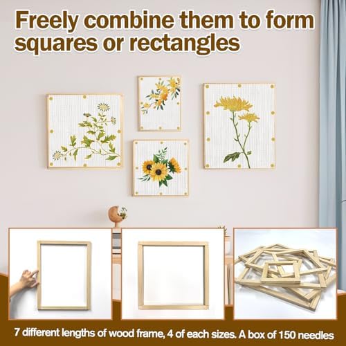 28 Pcs Needlepoint Stretcher Bars for Needlework, 7 Length Size Wood Canvas Frames Kits, Embroidery Oil Painting Posters Art Supplies (6/8/10/12/14/16/20inch)