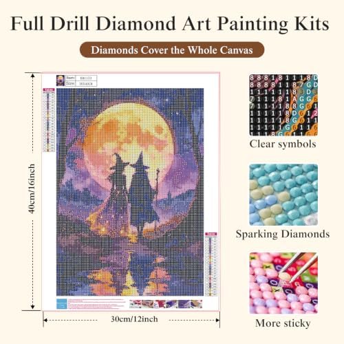 5D Halloween Diamond Painting Kits for Adults, Witch Diamond Art Kit