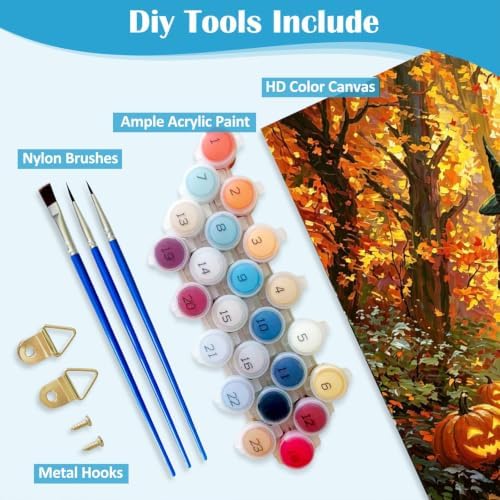 Tabszca Halloween Witch Paint by Numbers Kit for Adults 16 X 20 Inch