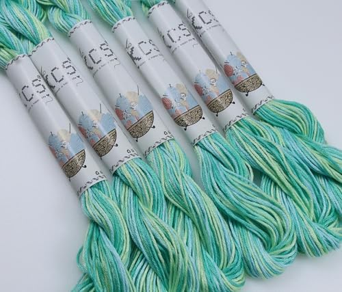 KCS Big skeins of 25 Meters Size 25 Color Variegated Cross Stitch Stranded Threads,6 skeins,4040