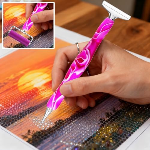 Huanlys Diamond Painting Pens, Diamond Art Pen Tools Accessories Kit with Thin Screw Steel Metal Tip Nibs, Roller for Art Crafts & Nail Art, Comfort Grip and Faster Drilling