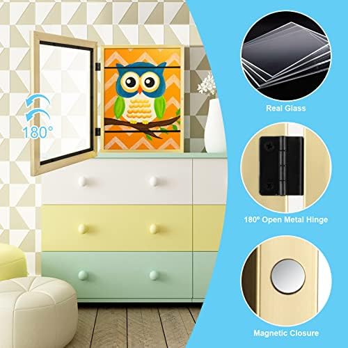 [2Pack] Kids Art Frames, 9x12 Front Opening Kids Artwork Frames Changeable, Gold Artwork Display Storage Frame for Wall, Holds 50 Pcs, for 3D Picture, Crafts, Children Drawing, Hanging Art, Portfolio