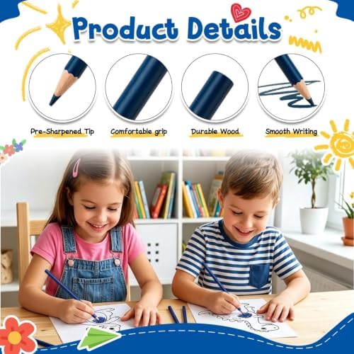 24 PCS Dark Blue Colored Pencils, Pre-sharpened Professional Wooden Art Pencils Set for Artists Painting | Premium Drawing Sketching Supplies