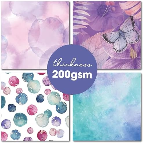 48 Sheets 6x6.5 Cardstock Paper Pad - Watercolor Flora - Pearl Textured UV Printed - Half Double Sided 200gsm Heavyweight for Card Making Origami Journaling Scrapbooking Supplies