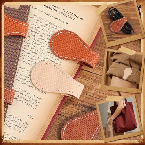 3PCS Vintage Magnetic Leather Bookmark, Leather Magnetic Bookmarks for Women, Magnetic PU Bookmarks Clip Book Accessories, Weave Pattern