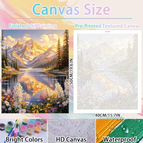 WULINHUAFA Mountain Paint by Numbers Adults Beginner 16x20 Inch | Lake Adult Paint by Number Kits, DIY Acrylic Oil Easy Painting by Numbers for Gifts Home Wall Decor Without Frame