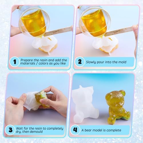2 Pack Animal Silicone Molds, Bear Resin Molds with Realistic Snail Shapes, 3D Lifelike Candle Mold Fondant Chocolate Candy Candle Soap Molds Cake Home Decoration DIY Crafts (Bear)