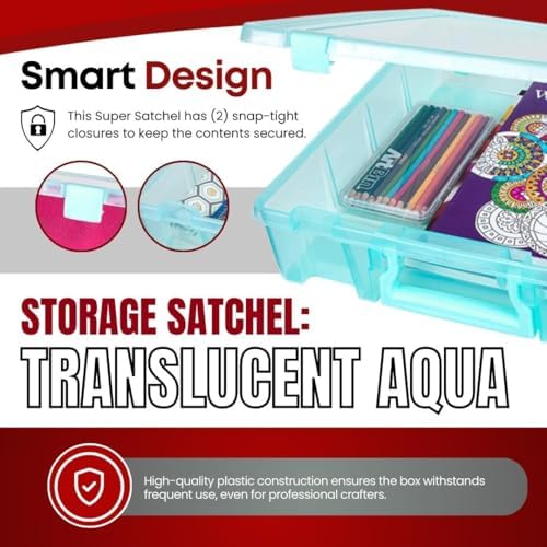 ArtBin 6955AA Super Satchel 1-Compartment Box, Art & Craft Organizer, Translucent Aqua (Pack of 3)