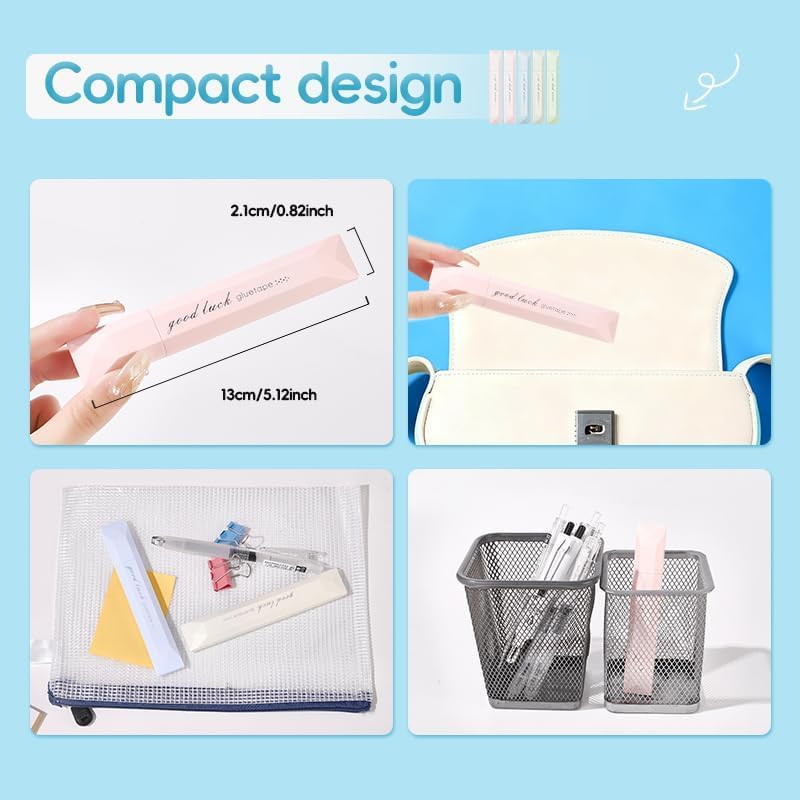 Scrapbooking Double Sided Tape Roller, 5-Pack Craft Adhesive Glue Runner - Multipurpose Journaling Supplies for Scrapbooking, Gift Wrapping, Photo Mounting, School Office & Crafts