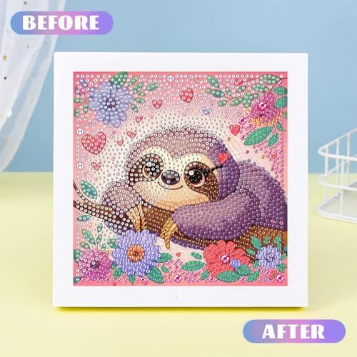 Sloth Diamond Art Painting Kits for Kids with Frame Ages 4-8-12 (7x7 inch)