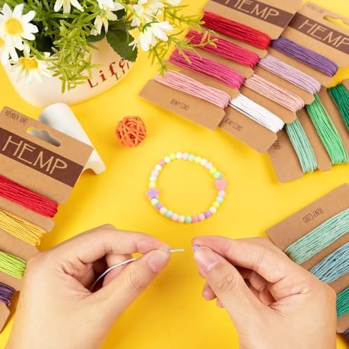 20 Colors Thread Cord for Jewelry Making - Natural Hemp Cord for Bracelets 1mm, Bright Flax String Cord, Colorful Twine Cord Rope String, for Handmade Craft Keychains Making Accessories