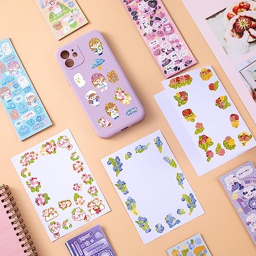 HINZIC 60 Sheets Heart Kpop Stickers for Photocards Kawaii Rabbit Bear Korean Deco Stickers Self Adhesive Card Valentines Stickers for Scrapbooking Arts Craft Gift Teens