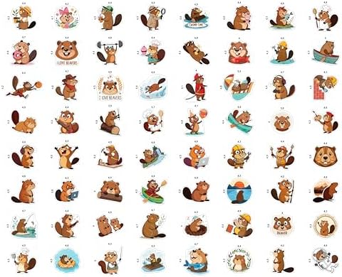 100Pcs Beaver Stickers for Water Bottle, Laptop - Funny Beaver Gifts, Party Supplies - Waterproof Stickers and Decals - Gift for Women & Men