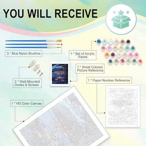 Paint by Numbers Kit for Adults, Night DIY Acrylic Painting Kit, 16x20 Inch