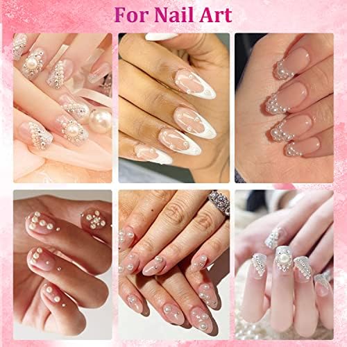 Belleboost Flatback Pearls for Nails Beige Pearl Nail Charms and Gems