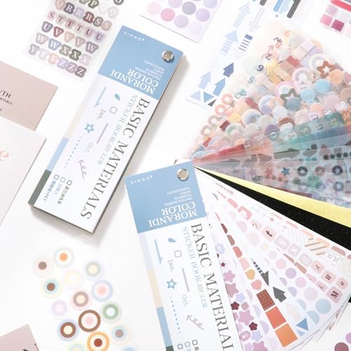 Prstincol Cute Sticker Book，30 Sheets Glitter Aesthetic Decorative Stickers for Scrapbooking,Stars Heart Letter Glitter Self-Adhesive Stickers for Photocards, Journal,scrapbook（Lightly Salted）
