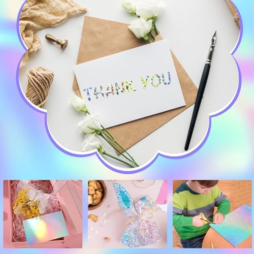 24 Sheets Holographic Cardstock 8.5 x 11 In, 250Gsm, 4 Designs