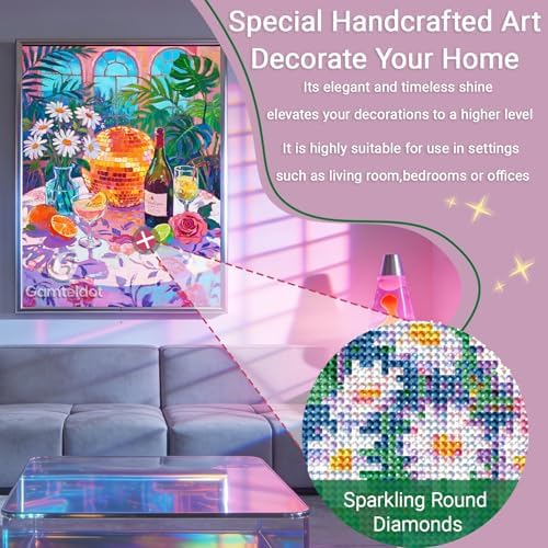 Gamteldot Disco Diamond Art Kits for Adults Beginners,DIY Diamond Art 5D Full Drill Diamond Dots Diamond Painting with Complete Tools,Pefect Art Crafts for Home Wall Decor Gift-12x16in-Restaurant