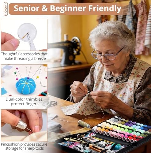 KAMTOP 191 PCS Sewing Kit for Adults with 43 Thread Colors for Repairs