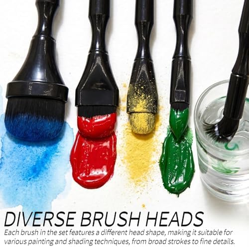 5-Piece Blending Brush Set for Charcoal, Acrylic, Oil, Watercolor, Gouache | Soft Synthetic Fibers | Ideal for Hand Painting, Sketching, Shading, and Craft Projects